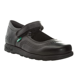 Kickers Girls Fragma Pop Leather School Shoes - 2.5 UK, Black