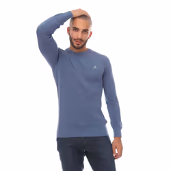 Gant Mens Neps Melange Crew Neck Sweatshirt - M, Blue