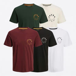 Jack And Jones Mens Warrior L T-Shirt (Pack of 5) - S, Brown/Black/Green/White/Grey