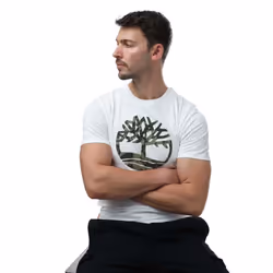 Timberland Mens Camo Logo T-Shirt - M, White