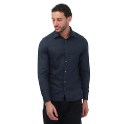 Ted Baker Mens Crotone Herringbone Long-Sleeved Shirt - XXL, Navy