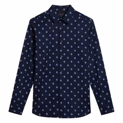Ted Baker Mens KYME Ditsy Floral Long-Sleeved Shirt - XS, Navy