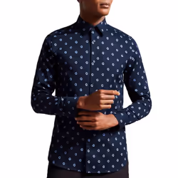 Ted Baker Mens KYME Ditsy Floral Long-Sleeved Shirt - 3XL, Navy