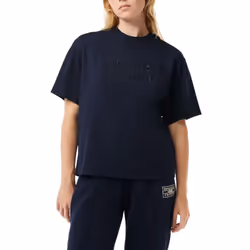 Lacoste Womens/Ladies Embroidered Cotton Oversized Tennis T-Shirt - 8 UK, Blue