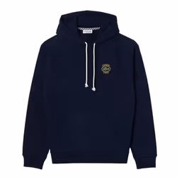 Lacoste Mens Heritage Badge Fleece Hoodie - XS, Navy
