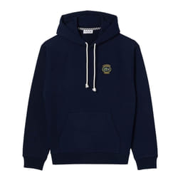 Lacoste Mens Heritage Badge Fleece Hoodie - XS, Navy