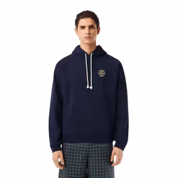 Lacoste Mens Heritage Badge Fleece Hoodie - XS, Navy