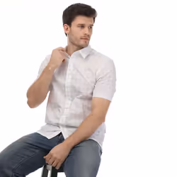 Ted Baker Mens Checked Short-Sleeved Shirt - XXL, White