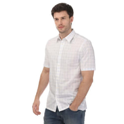 Ted Baker Mens Checked Short-Sleeved Shirt - L, White