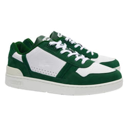 Lacoste Mens T-Clip Leather Trainers - 11 UK, White/Green