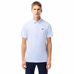 Lacoste Mens Ultra Dry Striped UV Protection Polo Shirt - XS, Blue/White