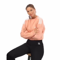 Adidas Womens/Ladies Hyperglam Crew Neck Crop Sweatshirt - 20 UK - 22 UK, Blush