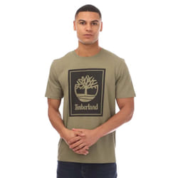 Timberland Mens Stack Logo T-Shirt - M, Khaki Green
