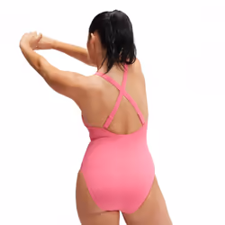 Speedo Womens/Ladies Shaped Cross Back One Piece Swimsuit - 12 UK, Pink