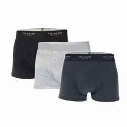 Ted Baker Mens Cotton Boxer Shorts (Pack of 3) - M, Blue Navy/Grey/Black