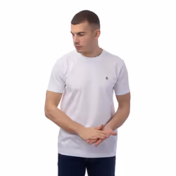 Original Penguin Mens Pin Point Embroidered Logo Organic T-Shirt - S, White