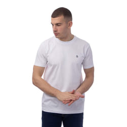 Original Penguin Mens Pin Point Embroidered Logo Organic T-Shirt - S, White