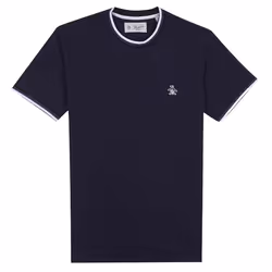 Original Penguin Mens Sticker Pete Ringer Tipped T-Shirt - S, Dark Sapphire
