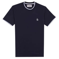 Original Penguin Mens Sticker Pete Ringer Tipped T-Shirt - S, Dark Sapphire