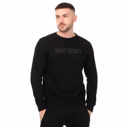 DKNY Mens Tonal Logo Crew Neck Sweatshirt - L, Black