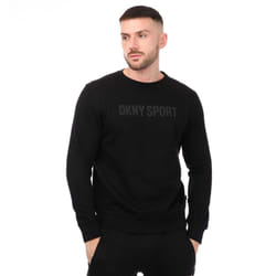 DKNY Mens Tonal Logo Crew Neck Sweatshirt - L, Black