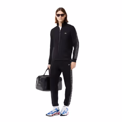 Lacoste Mens Logo Strip Zipped Sweatshirt - XL, Black