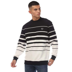 Fred Perry Mens Striped Sweatshirt - XS, White/Black