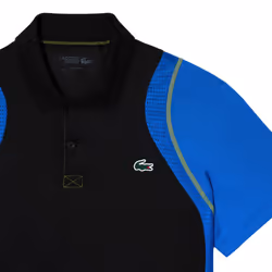 Lacoste Mens Recycled Polyester Tennis Polo Shirt - L, Black/Blue