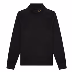 Fred Perry Mens Roll Neck Sweatshirt - S, Black