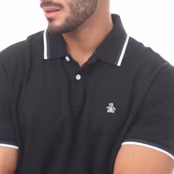 Original Penguin Mens Pique Tipped Polo Shirt - M, Black