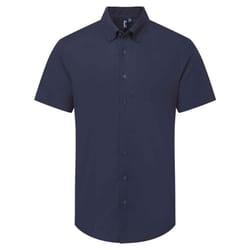 Premier Mens Supreme Oxford Short-Sleeved Formal Shirt - 3XL, Navy