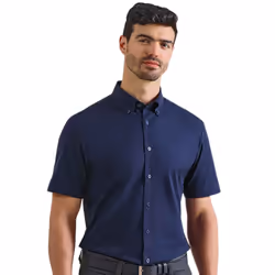 Premier Mens Supreme Oxford Short-Sleeved Formal Shirt - 4XL, Navy