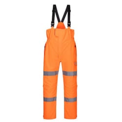 Portwest Mens Rain Hi-Vis Safety Bib And Brace Trouser - 3XL R, Orange