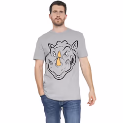 Teenage Mutant Ninja Turtles Mens Rocksteady Face T-Shirt - S, Sport Heather