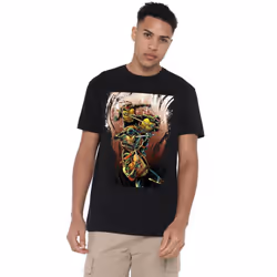 Teenage Mutant Ninja Turtles Mens Earthy Rainbow Warriors T-Shirt - 3XL, Black
