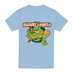 Teenage Mutant Ninja Turtles Mens Party Dude Michelangelo T-Shirt - M, Light Blue