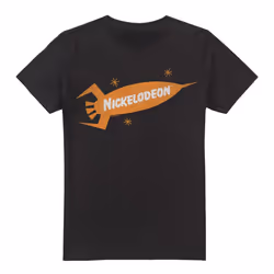 Nickelodeon Mens Retro Rocket Logo T-Shirt - 5XL, Black