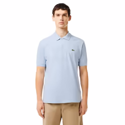 Lacoste Mens Heathered Cotton Pique Polo Shirt - XS, Light Blue