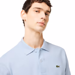 Lacoste Mens Heathered Cotton Pique Polo Shirt - XS, Light Blue