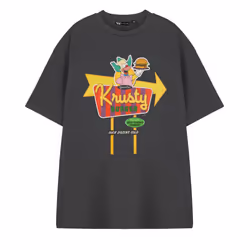 The Simpsons Mens Krusty Burger Short-Sleeved T-Shirt - L, Black