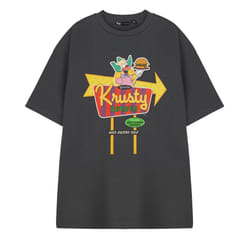 The Simpsons Mens Krusty Burger Short-Sleeved T-Shirt - L, Black