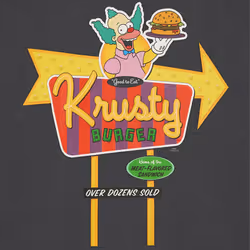 The Simpsons Mens Krusty Burger Short-Sleeved T-Shirt - L, Black