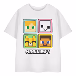 Minecraft Girls Squares Short-Sleeved T-Shirt - 11-12 Years, White