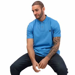 Timberland Mens Pique Short-Sleeved Polo Shirt - S, Blue