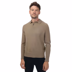 Ted Baker Mens Karolt Cable Cashmere Textured Polo Shirt - L, Tan