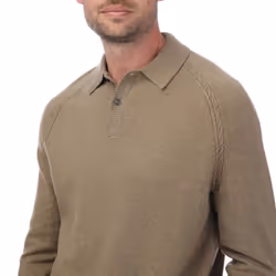 Ted Baker Mens Karolt Cable Cashmere Textured Polo Shirt - L, Tan