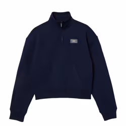 Lacoste Womens/Ladies Zip Fleece High-Neck Sweatshirt - 6 UK, Blue