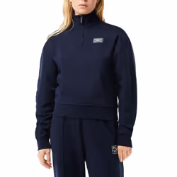 Lacoste Womens/Ladies Zip Fleece High-Neck Sweatshirt - 6 UK, Blue