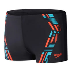 Speedo Mens Tech Swim Shorts - 28R, Black/Orange