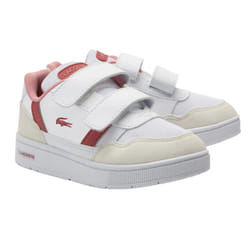 Lacoste Childrens/Kids T-Clip Synthetic Suede Trainers - 4.5 UK Child, White/Pink